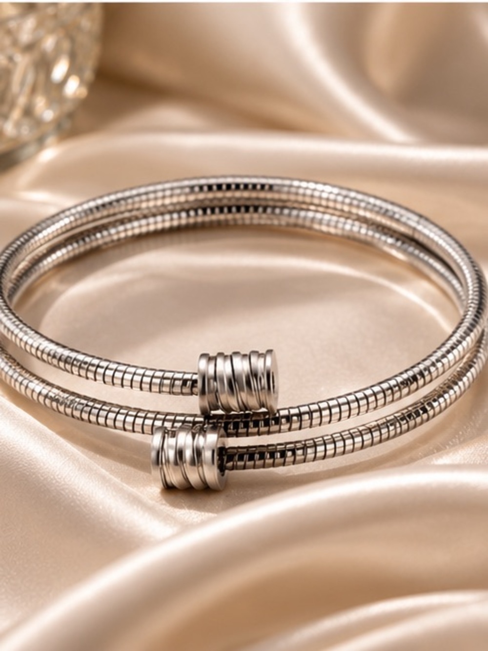 Anthropologie Polished Silver Double Coil Bracelet